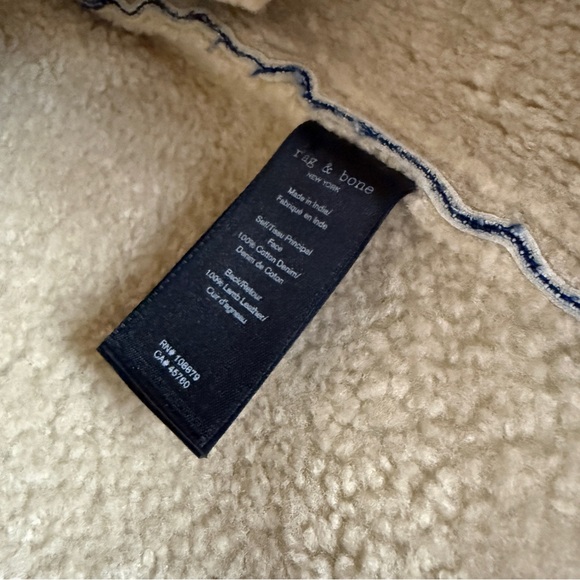 Rag & Bone Andrew Shearling Denim Zip Y2K Jacket - Picture 8 of 8